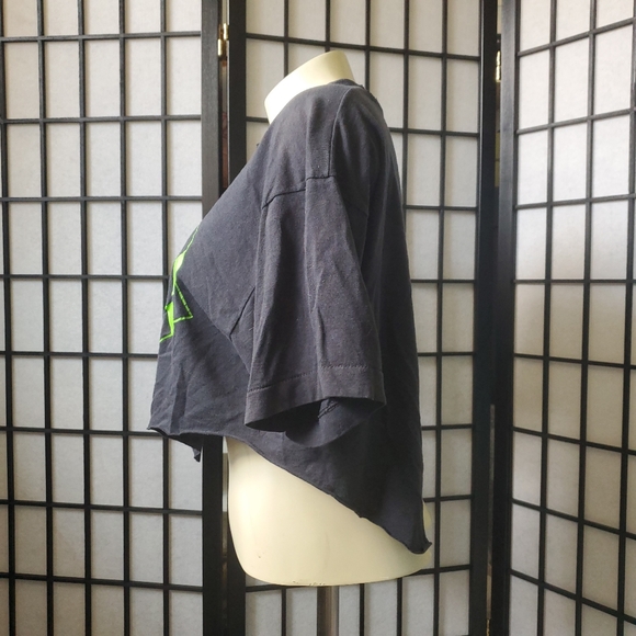 Vintage Santa Fe Speedway Custom Cropped Black Midriff T-shirt / Green on Black - Picture 3 of 15